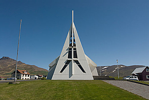 现代,教堂,乡村,冰岛