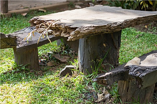 木桌子,装饰,花园
