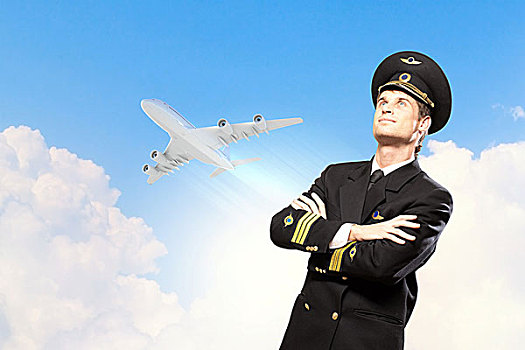 图像,男性,飞行员,飞机,背景