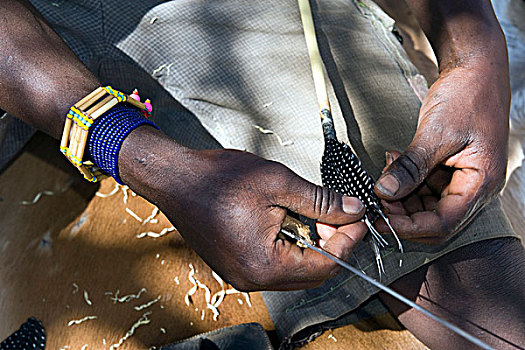 部落,制作,猎捕,箭,湖,坦桑尼亚,非洲