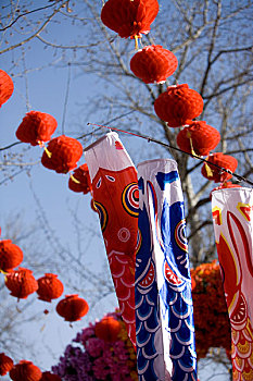北京春节庙会上的条幅
