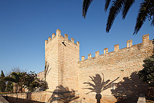 城墙,马略卡岛,巴利阿里群岛,西班牙,欧洲
