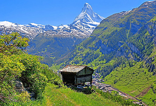 阁楼,小村庄,马塔角,策马特峰,瓦莱,瑞士,欧洲