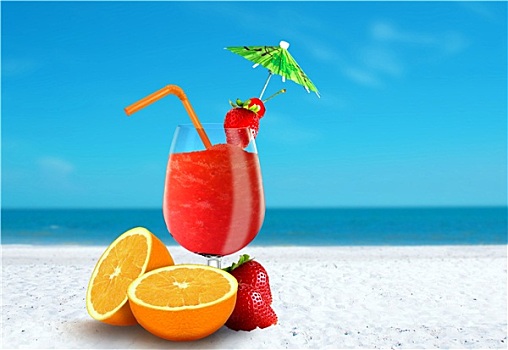 果汁,海滩