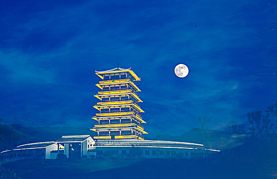 中国建筑,揽胜楼,古建筑,明月