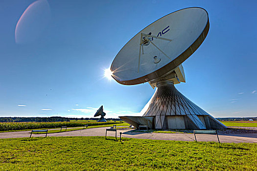 碟形卫星天线,卫星,车站,地面,沟通,上巴伐利亚,德国,欧洲