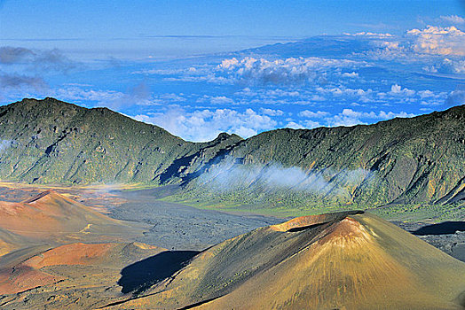 航拍,火山口,哈雷阿卡拉火山,毛伊岛,夏威夷,美国