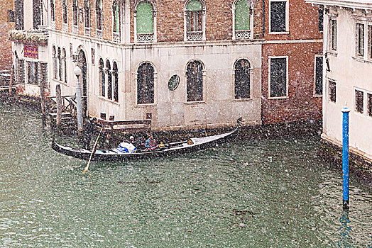 传统,威尼斯人,小船,大运河,下雪,威尼斯,威尼托,意大利