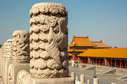 北京故宫石柱雕文