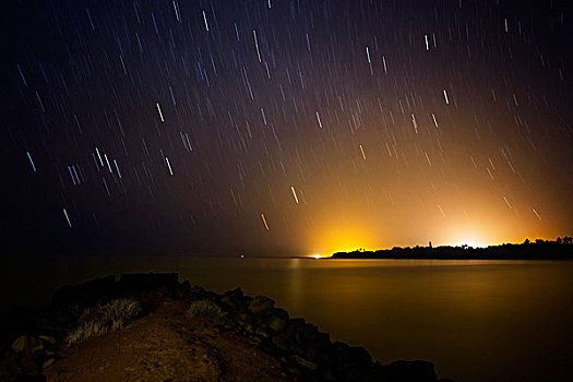 星,条纹,夜空,考艾岛,夏威夷