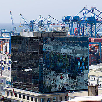 俯视图,建筑,港口,瓦尔帕莱索,智利