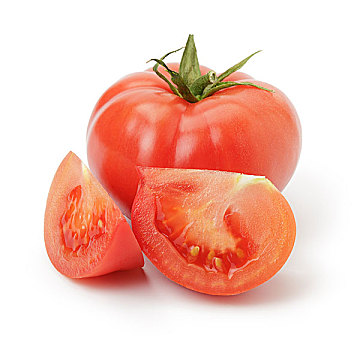 成熟,红色,西红柿,切片,隔绝,白色背景