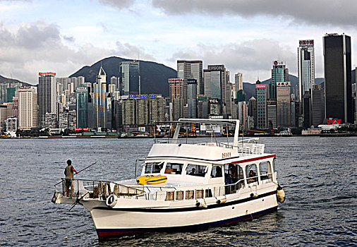 船,天际线,香港,亚洲