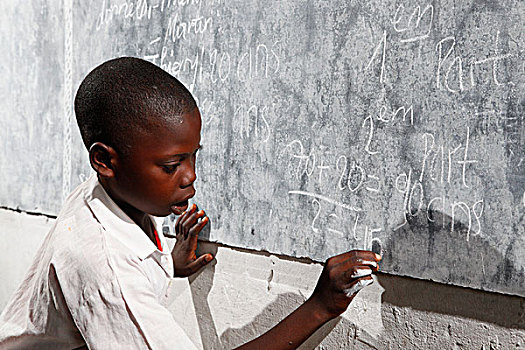 学生,黑板,班级,地区,省,刚果布拉柴维尔,非洲