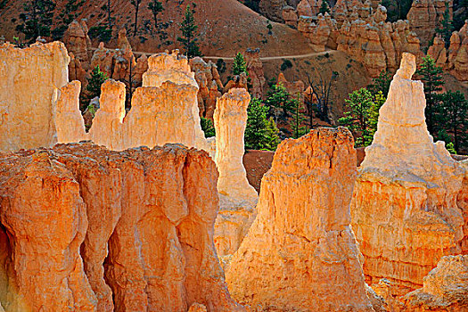 石头,怪岩柱,晚间,亮光,布莱斯峡谷国家公园,落日,犹他,美国,北美