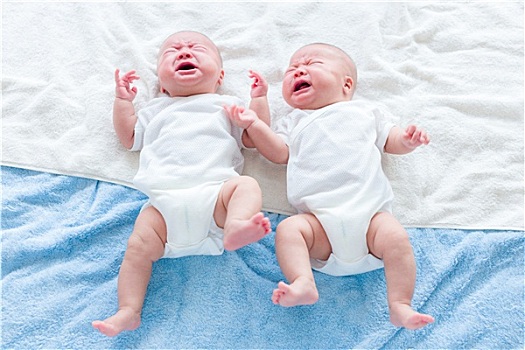 婴儿,双胞胎,哭