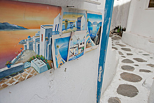希腊,基克拉迪群岛,米克诺斯岛,艺术品,特色,小路,大幅,尺寸