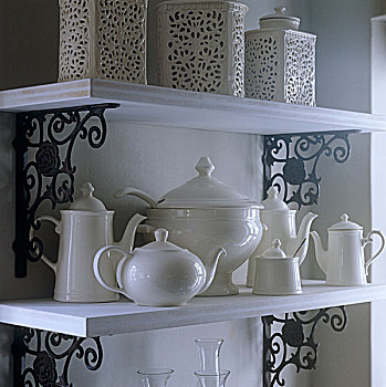 架子,华丽,金属,支架,展示,收集,白色,茶壶,厨房
