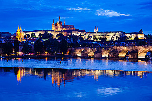 布拉格城堡,夜晚,布拉格,捷克共和国