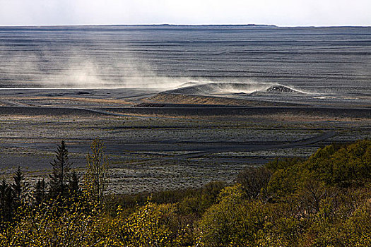 风景,瓦特纳冰川国家公园,火山岩,沙子,朴素,南方,区域,冰岛,欧洲