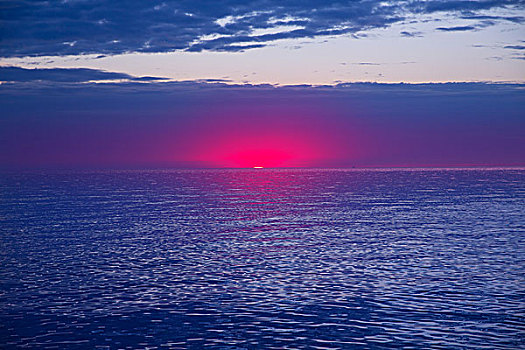 日落,日出,上方,蓝色,地中海