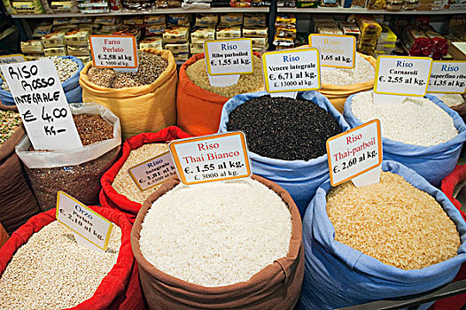 不同,种类,稻米,市场,佛罗伦萨,托斯卡纳,意大利,欧洲