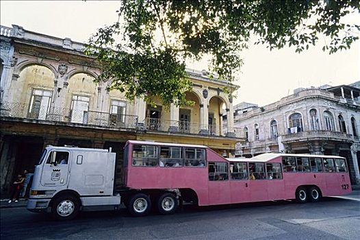 巴士,拖拉机,拖车,哈瓦那,古巴,加勒比海