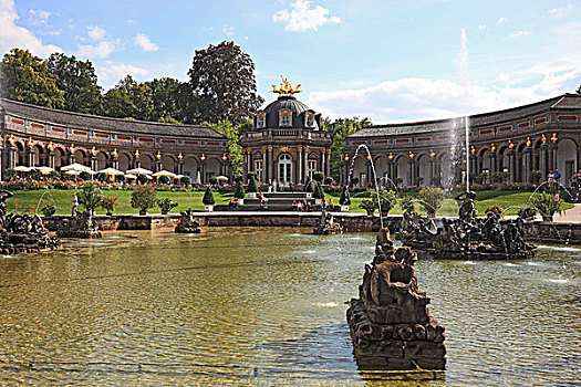 喷泉,新,城堡,太阳,庙宇,偏僻寺院,宫殿,拜罗伊特,上弗兰科尼亚,巴伐利亚,德国,欧洲