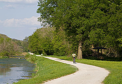 骑自行车,伊利诺斯,密歇根,运河,小路,靠近