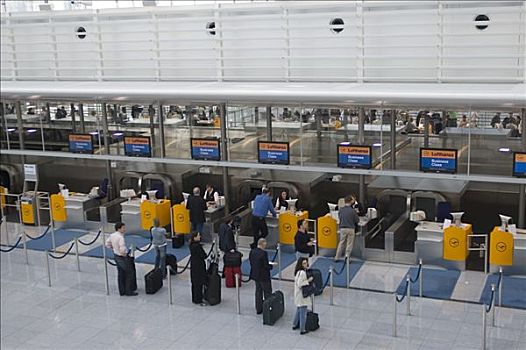 台案,乘客,航站楼,机场,慕尼黑,巴伐利亚,德国
