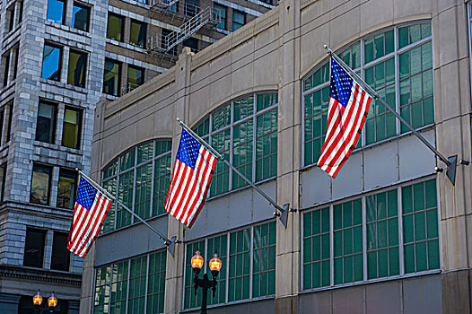 旗帜,悬挂,户外,写字楼,市区,芝加哥,伊利诺斯,美国
