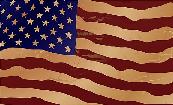 老,美国,波纹,旗帜
