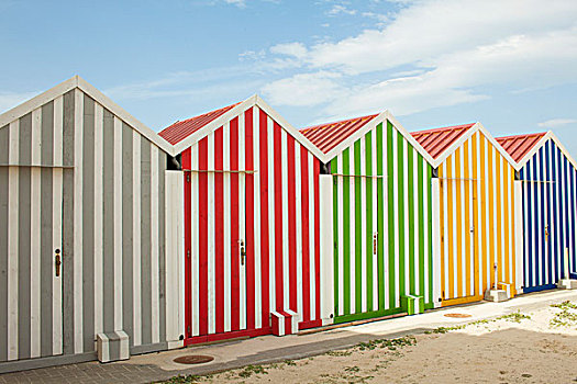 彩色,小屋,海滩