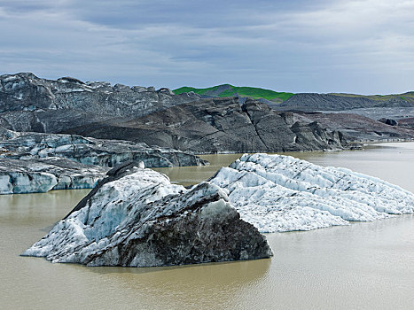 结冰,湖,冰河,瓦特纳冰川国家公园,冰岛,欧洲