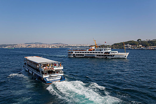 渡轮,博斯普鲁斯海峡,伊斯坦布尔,土耳其,欧洲,看,亚洲