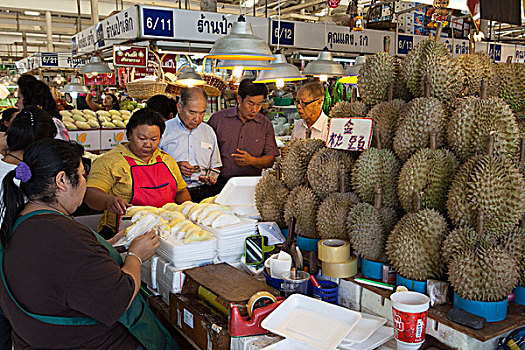 榴莲,水果,市场,新鲜,农产品,曼谷,泰国,亚洲