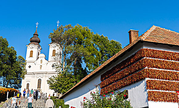 教堂,蒂哈尼,一个,魅力,区域,房子,红辣椒,匈牙利,东欧,大幅,尺寸