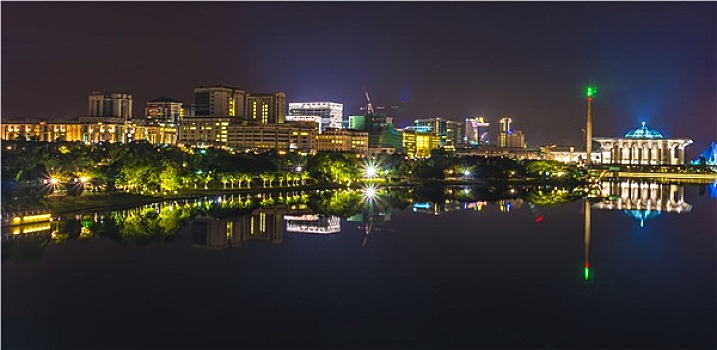普特拉贾亚,城市,夜晚,马来西亚