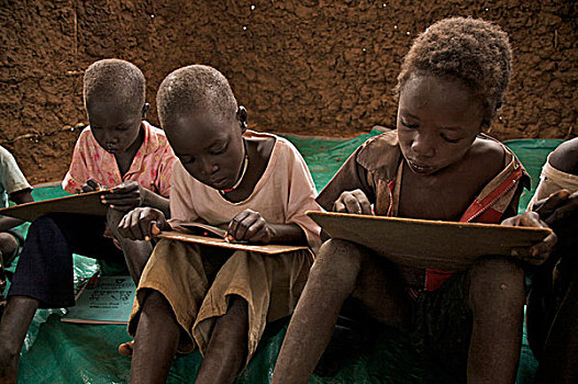 孩子,学习,社交,小学,打开,白天,乡村,许多,学校,战争,不安全,南,苏丹,十二月,2008年