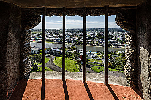 格栅窗,山,纪念,塔,高,北岛,新西兰