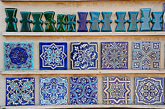 乌兹别克斯坦,希瓦,镶嵌图案,蓝色,砖瓦,出售