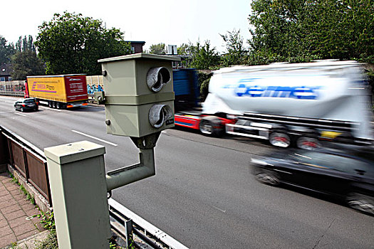 雷达,控制,速度,监测,摄影,高速公路,公里,钟点,限速,北莱茵威斯特伐利亚,德国,欧洲