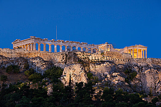 中心,希腊,雅典,卫城,俯视图,黎明