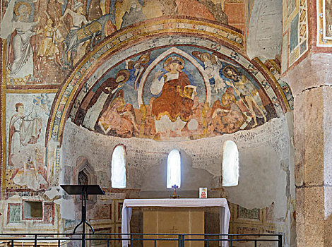 壁画,高处,圣坛,教堂,特兰提诺阿尔托阿迪杰,省,南蒂罗尔,意大利,欧洲