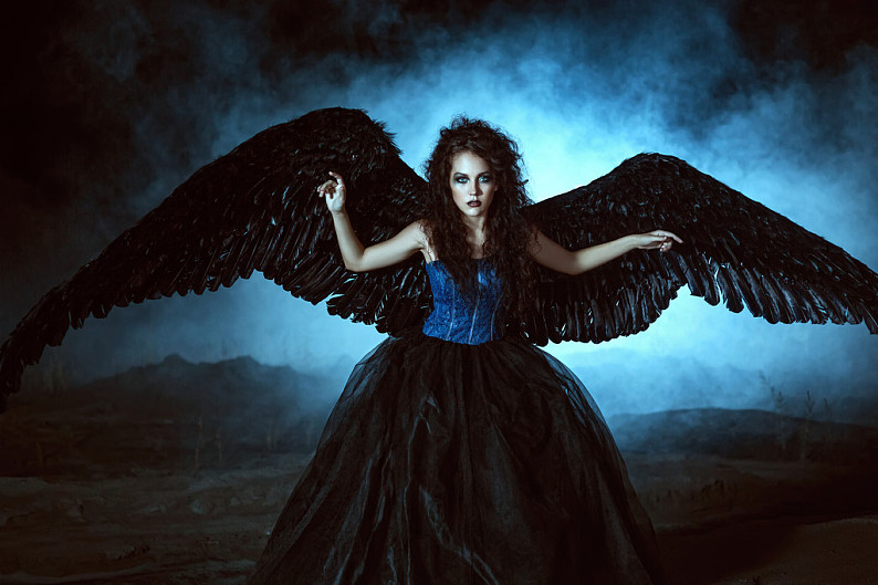 天使,黑色,翼,漂亮,后面,背影_高清图片_全景视觉