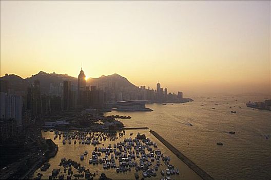泊船,港口,香港