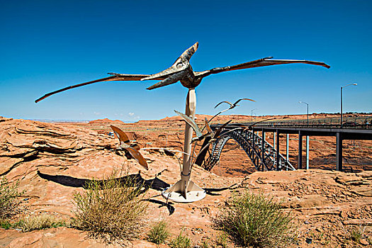 现代艺术,雕塑,桥,跨越,格兰峡谷,上方,科罗拉多河,北方,亚利桑那,美国