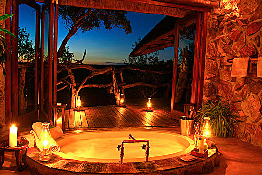 烛光,泡沫浴,住宿,山,南非,二月,2008年