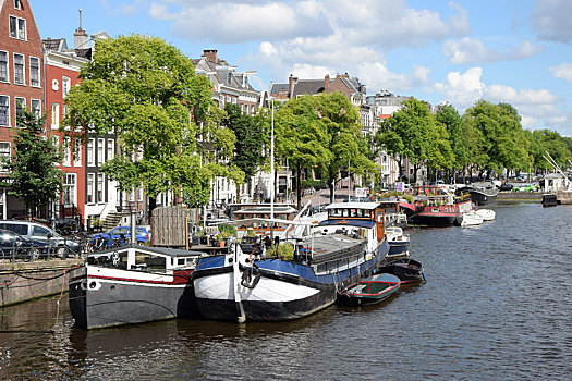 运河,阿姆斯特丹,荷兰,河,船,水,城市,房子,连栋别墅,独栋别墅