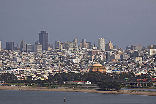 城市风光,旧金山,加利福尼亚,展示,金融区,艺术宫